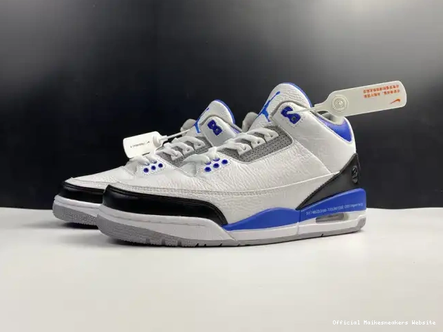 Official Maikesneakers White 3 Jordan Blue Retro CT8532-040 Air 0412